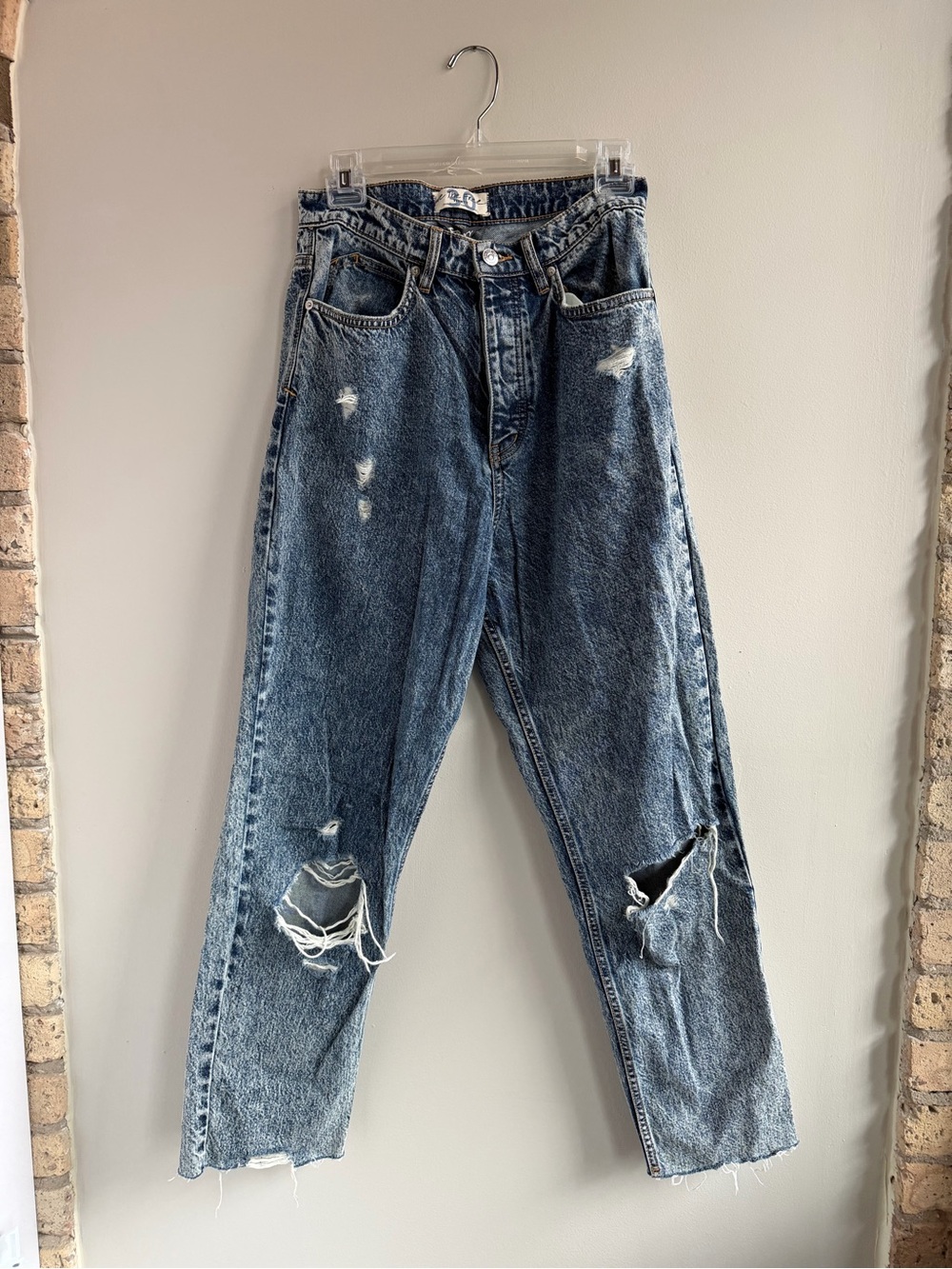 We The Free CRVY Distressed Boyfriend Jeans - Washed Blue - High Rise